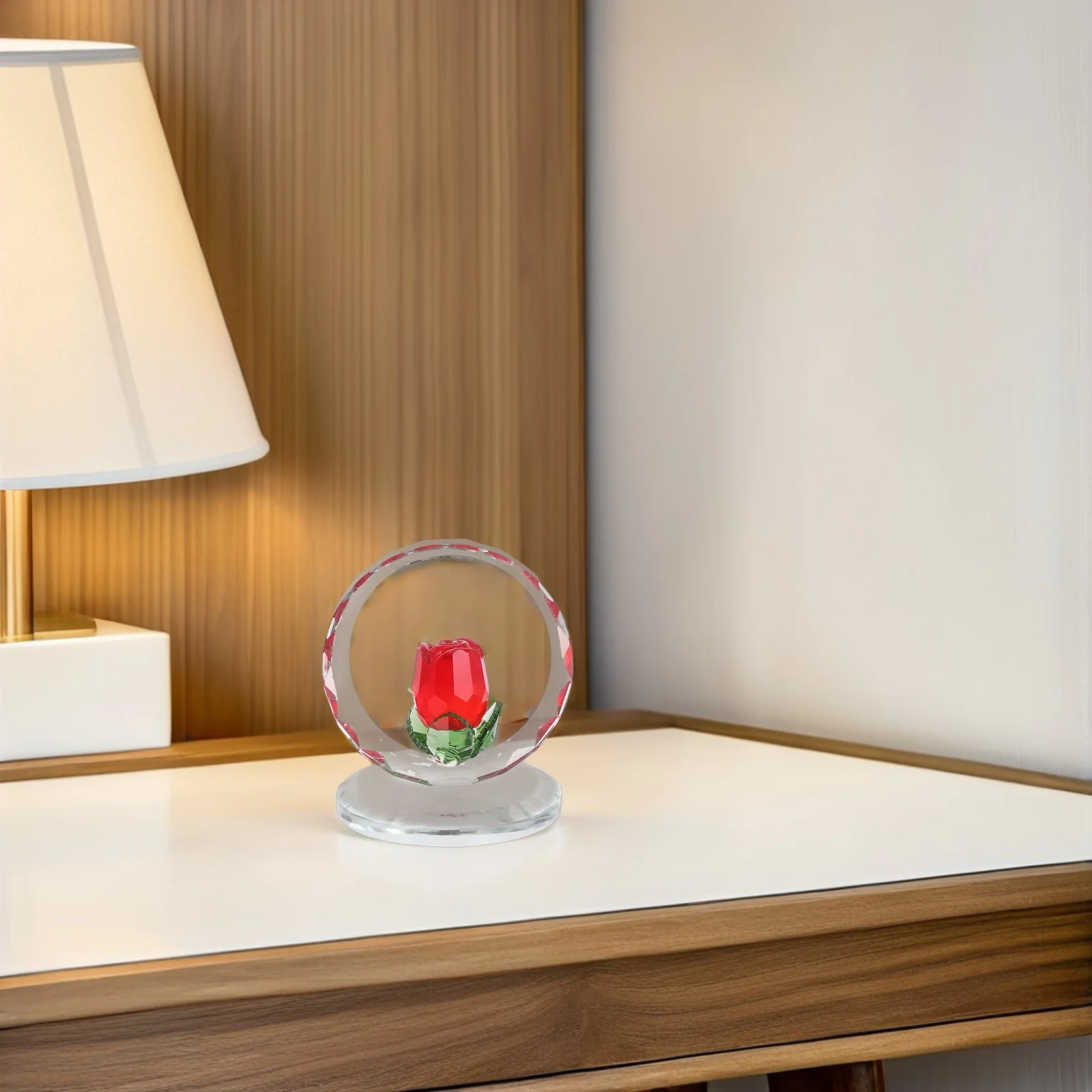 

Red Crystal Rose Flower Ornament Simulated Crystal Paperweight for Wedding Centerpiece Romantic Table Decor Christmas Present