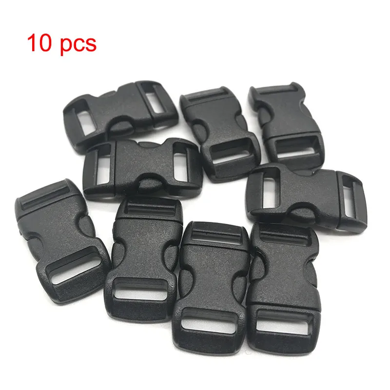 50 Stücke 10 Stücke 3/8 "10mm Kunststoff Seitenverschluss Schnalle Armband Gebogene Fallschirm 550 Paracord Armband DIY Zubehör