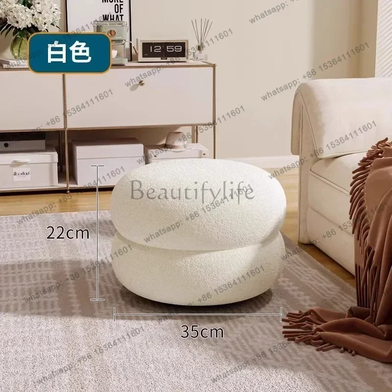 Cream Wind Living Room Round Stool Sofa Stool Change Shoe Chair Seat Pier Footrest Ottoman Home Furniture Dressing
