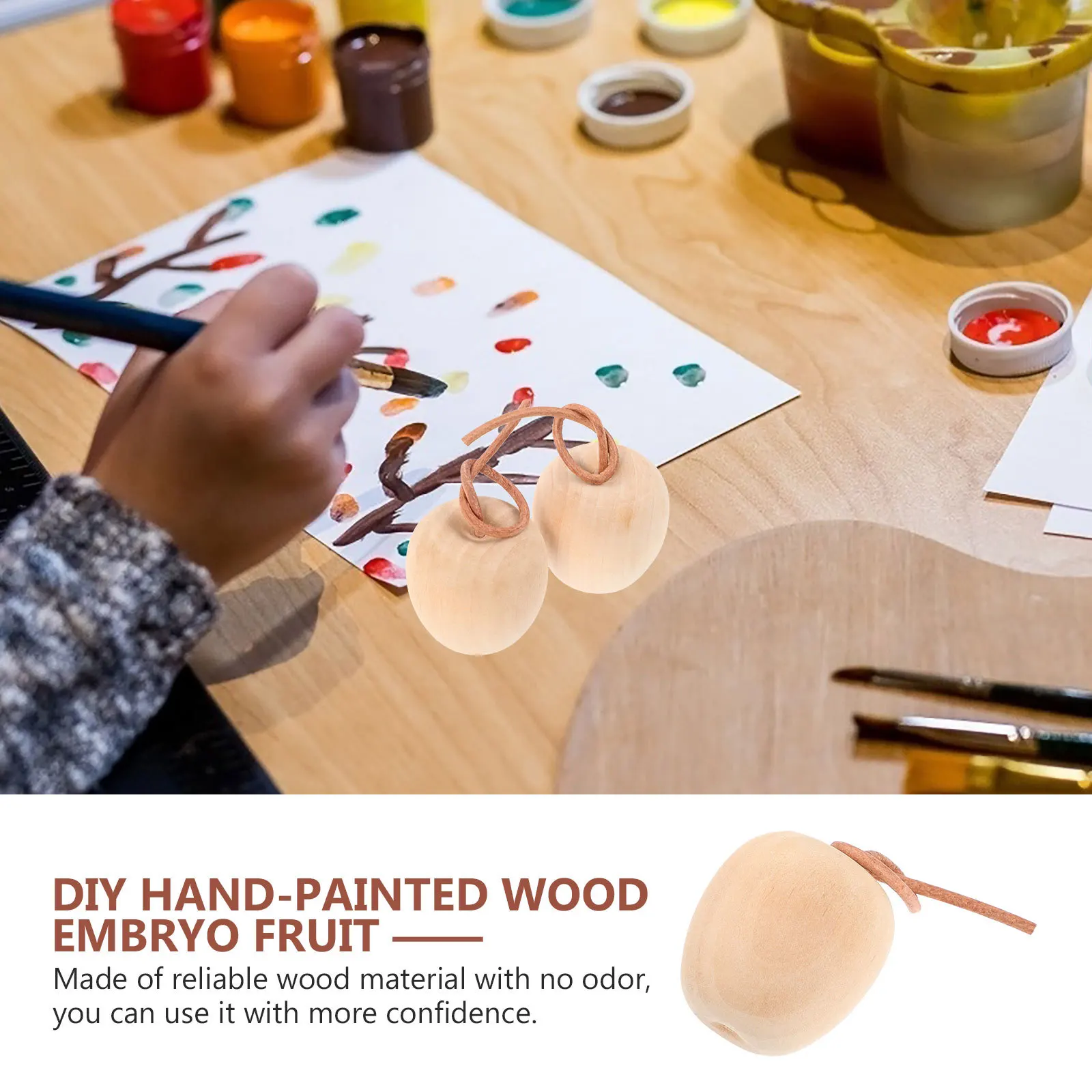 

4pcs Unfinished Wooden Apples Crafts Diy Coloring Decor For Kids Handmade Wood Fruit Craft Kits Party Decorations