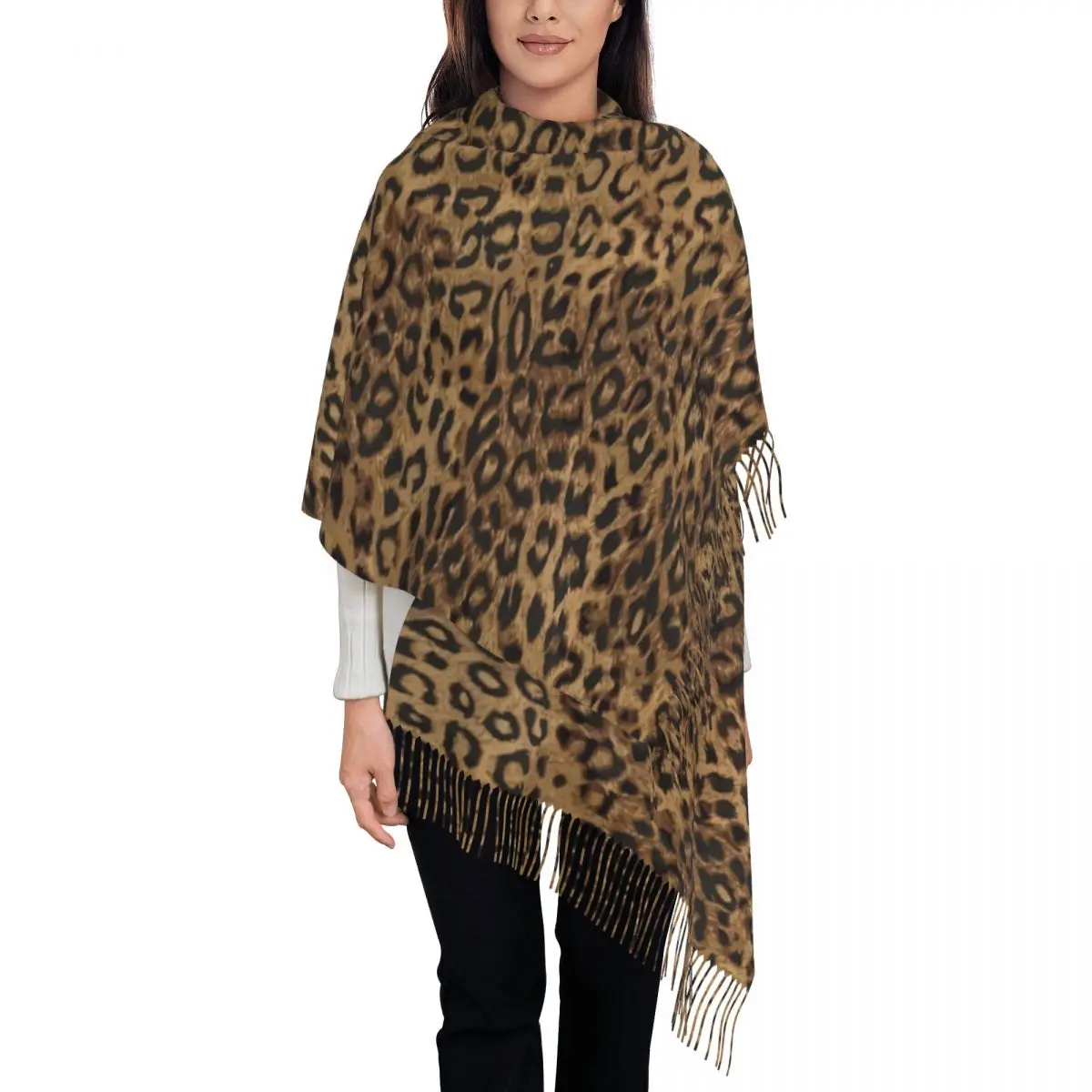 

Customized Printed Leopard Print Scarf Women Men Winter Warm Scarves Wild Animal Skin Shawl Wrap