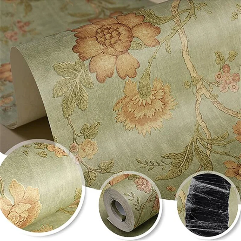 

Самоклеящиеся обои для домашнего использования. Теплые американские ретро утолщенные французские пасторальные фоновые обои для спальни, комнаты, фреска