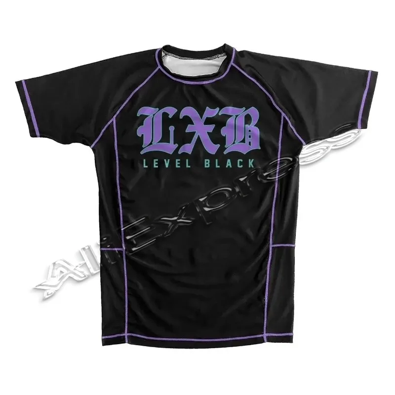 V1 LXB AJJ Black Quick Drying Rash Guard Gym Tee Levelxblack Jersey RANKED V2 NIVEL NEGRO Moto Top