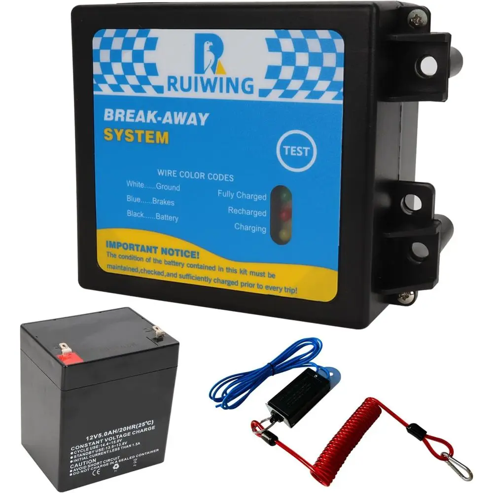 

MADONGLI Trailer Brakes Break-Away Kit with , Side Load Break-Away Controller System with Switch and LED Indicator, Built-in 12V