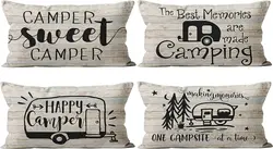 Vintage Linen Pillow Cover, 40x60cm Pillowcase Home Interior Decoration Lumbar Cushion Cover, Sofa Bed RV Cushion Cover