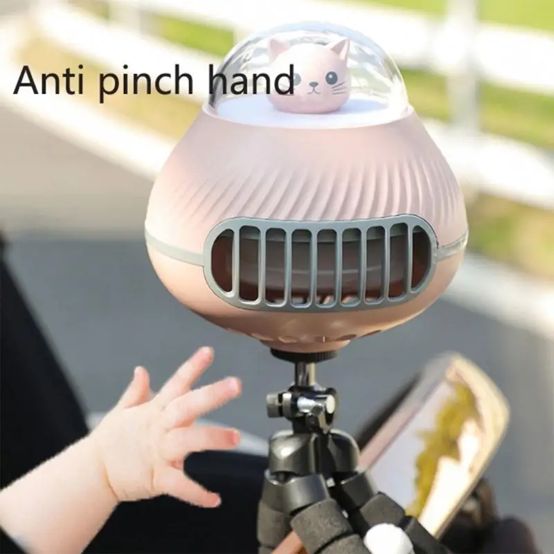 95AE عربة الأطفال بمروحة USB محمولة بمشبك على مروحة تبريد صغيرة لمروحة سفر الأطفال التي تدفع باليدين #3