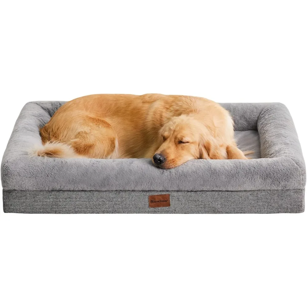 Sofa Dog Beds for Large Dogs, Washable Large Dog Bed with Bolster, Orthopedic Large Dog Beds with Removable Covers