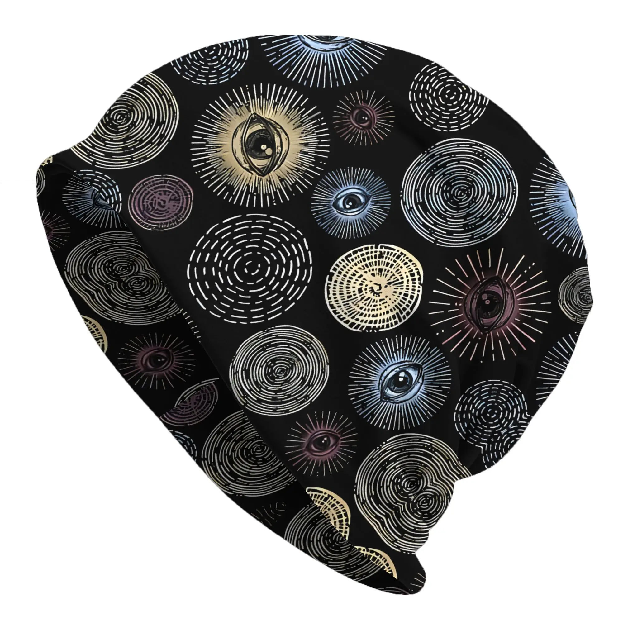 Autumn Styles Bonnet  Men Women's Thin Hat Abstract Occult Eye And Sun Summer Cap Street Skullies Beanies Caps