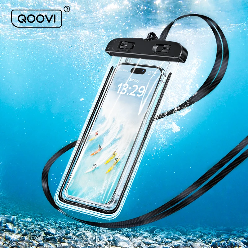 QOOVI IPX68 Universal Waterproof Phone Case Water Proof Phone Bag Cellphone Cover For iPhone 14 13 12Pro Samsung Xiaomi Huawei