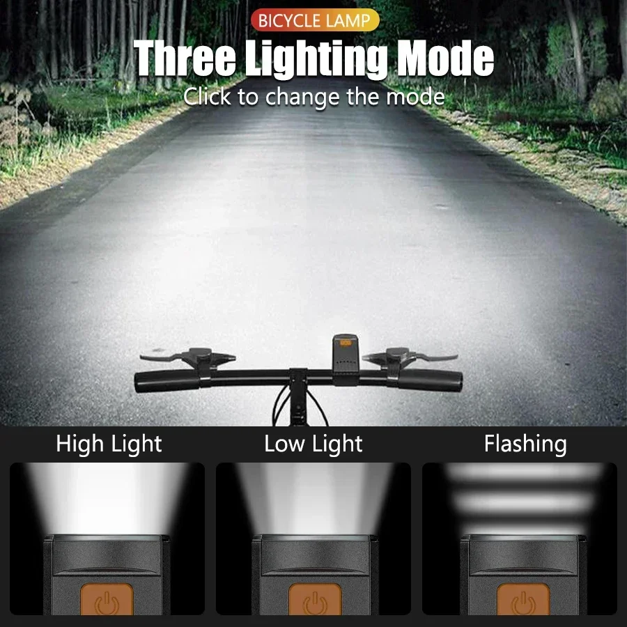 New Type C Charging Bicycle Lamp 3 Lighting Modes Strong Light Bike Lights for Night Riding Waterproof Bicycle Accessories