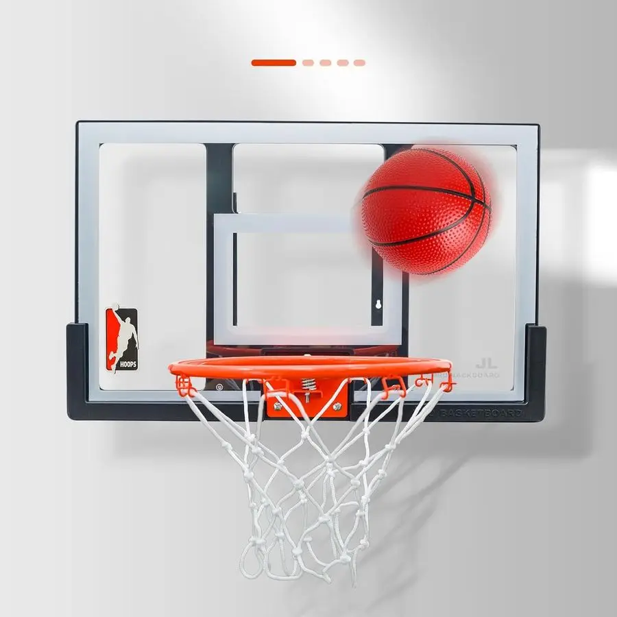 실내 농구대 25인치, 높이 조절 가능 벽걸이형 농구대, 무소음 농구 백보드 및 림, 실내 벽걸이 농구대