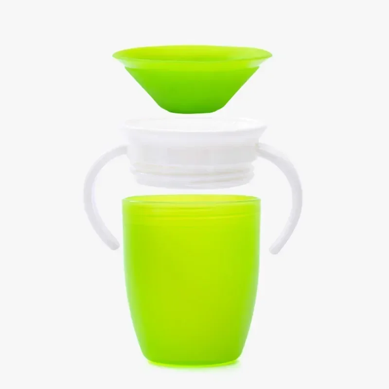 Taza de aprendizaje para bebé con tapa abatible de doble asa, vasos de agua a prueba de fugas para bebés, botellas de agua para bebés con rotación de 360 grados