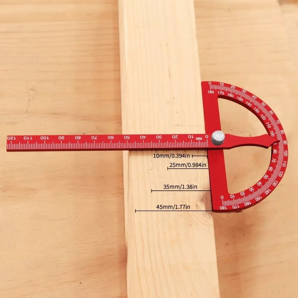 Multifunctional Angle Marking Protractor High Precision Aluminum Alloy Woodworking Ruler Angle Measuring Marking Ruler