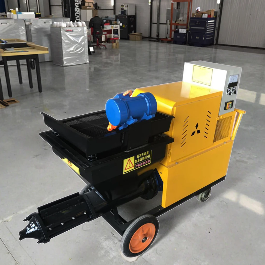 Compact Cement Mortar Spray Plastering Machine with 4MM Particle Handling Capacity for DIY and Professional Use