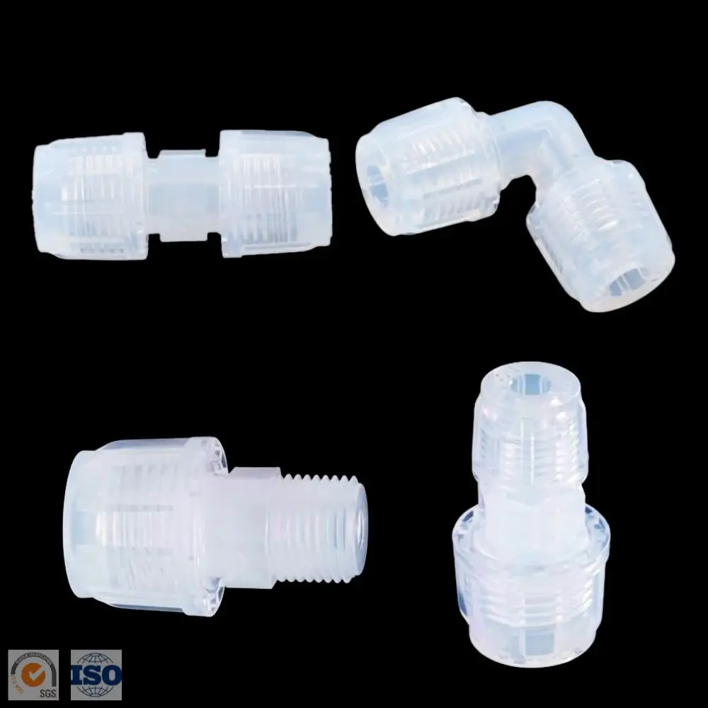 High Purity PFA Corrosion Resistant Flange Adapter Elbow and Tube Fitting for Semiconductor Injection Molded Plastic