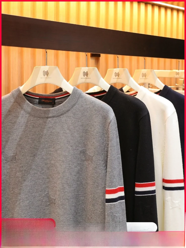 

Мужской повседневный вязаный свитер из смесовой шерсти из модала, круглый, с рисунком собаки, модный, осенне-зимний, Новое поступление, удобный мягкий...