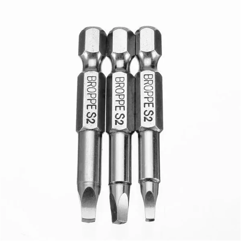 Broppe 3Pcs Set 50mm Electric Driver Bits Hand Tool Screwdriver Bit S1 S2 S3 1/4 Inch Hex Shank Magnetic Square Head