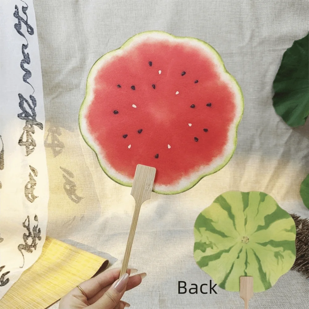 Creative Double Side Handheld Fan Multicolor Wood Handle Fruit Fan Cartoon Fruit PVC Circular Fan Cosplay Supplies