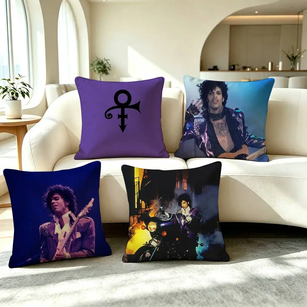 P-Prince Rock Singer Logo Square Double-Sided printed Pillow Case Bedroom Bedside Pillow Sofa Cushion Cover