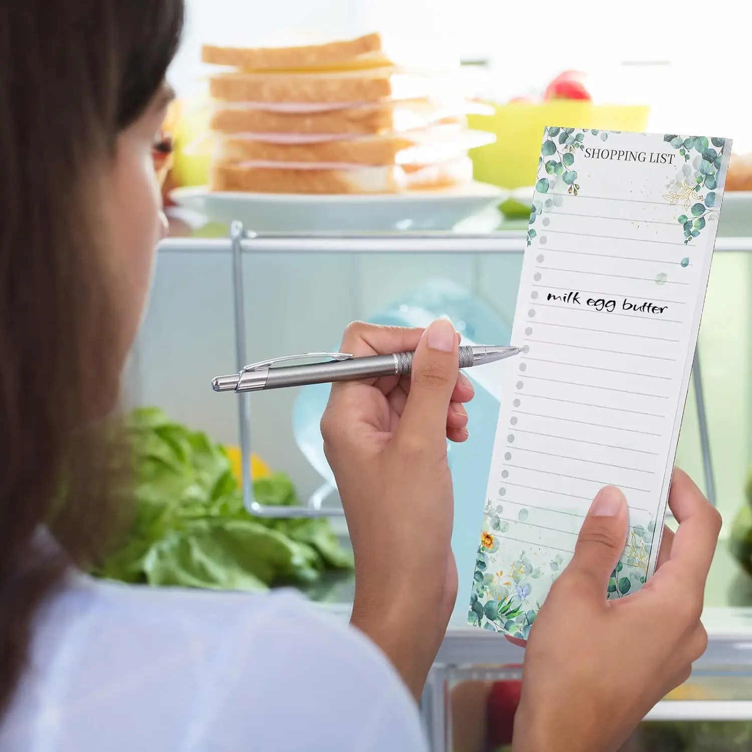 

1pc Dry Erase List Board for Fridge Magnetic, Refrigerator to Do List White Board Greenery Dry Erase Grocery List Whiteboards