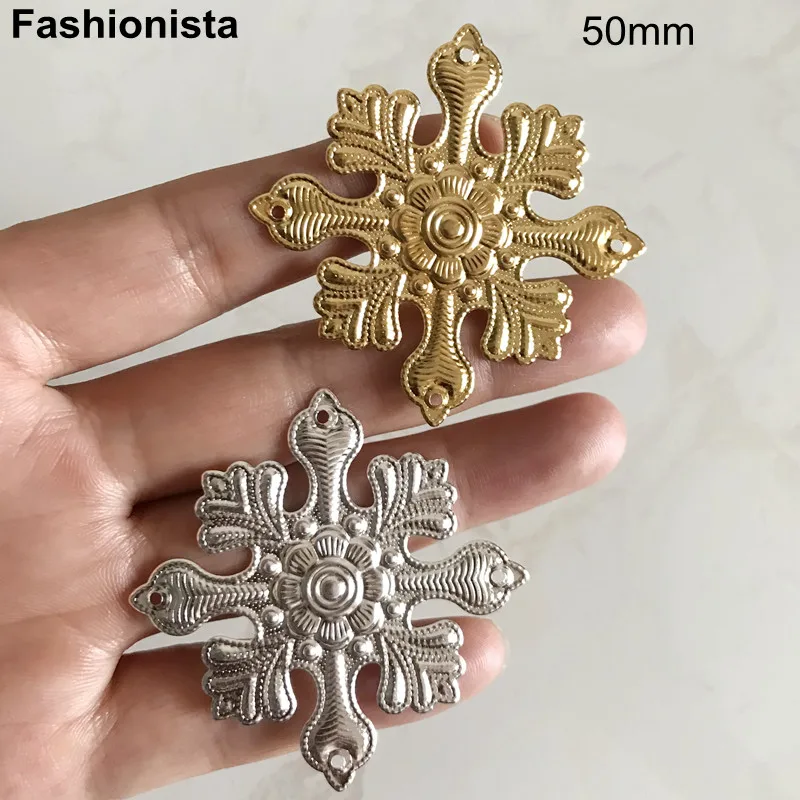 30 pcs -Large Cross Metal Filigree Jewelry Connectors 50mm металлическая филигрань для рукоделия