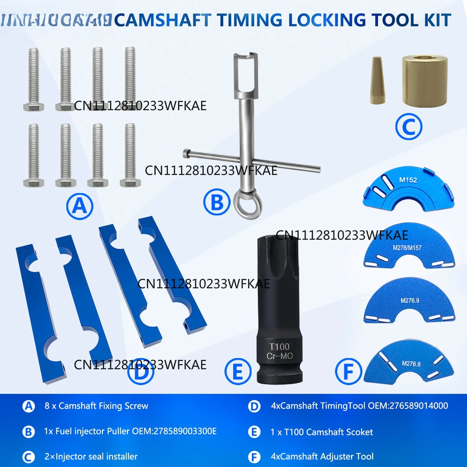 Suitable for Mercedes Benz M157/M276/M278 engine timing tool with T100 and injector removal pull tool OEM 278589003300