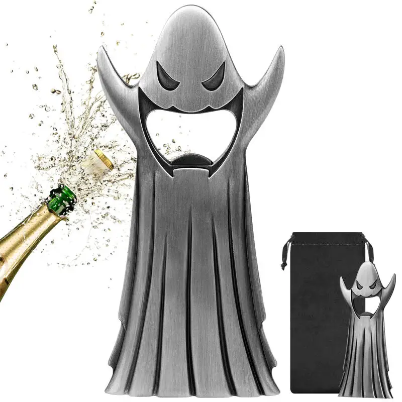 Dark Black Ghost Shape Metal Beer Openers Bottle Opener Kitchen Club Party Barware Gadget Halloween Wedding Accessory Gift Bag