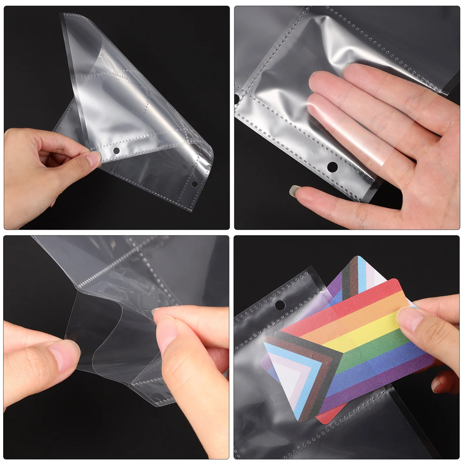 40 ورقة من أكمام بطاقات الصور الفوتوغرافية جيوب للبطاقات مع تصميم بأربعة شبكات صفحات تخزين بطاقات التداول الشفافة وأكمام بطاقات الصور Kpop #3