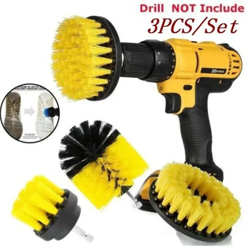 New 3Pcs Drill Brush Attachment Set Cordless Power Scrubber Brushes Multifunctional Cleaning Tools For Bathroom & Household Use