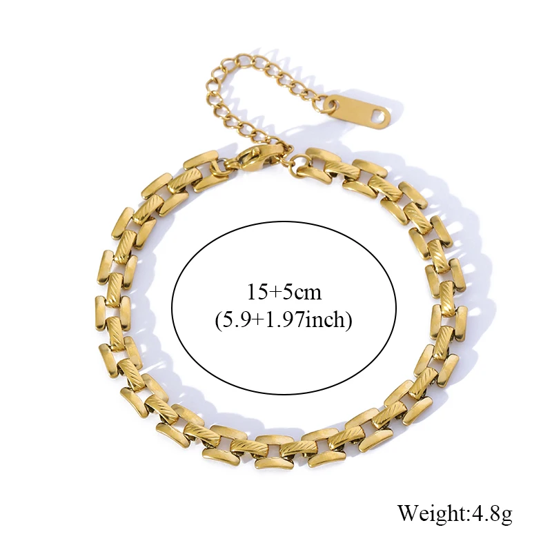 EILIECK 316L Edelstahl Metall Goldfarben Geometrische Ketten-Halskette Armbänder Set für Frauen Trendiger Wasserdichter Schmuck Geschenk – Detail 6