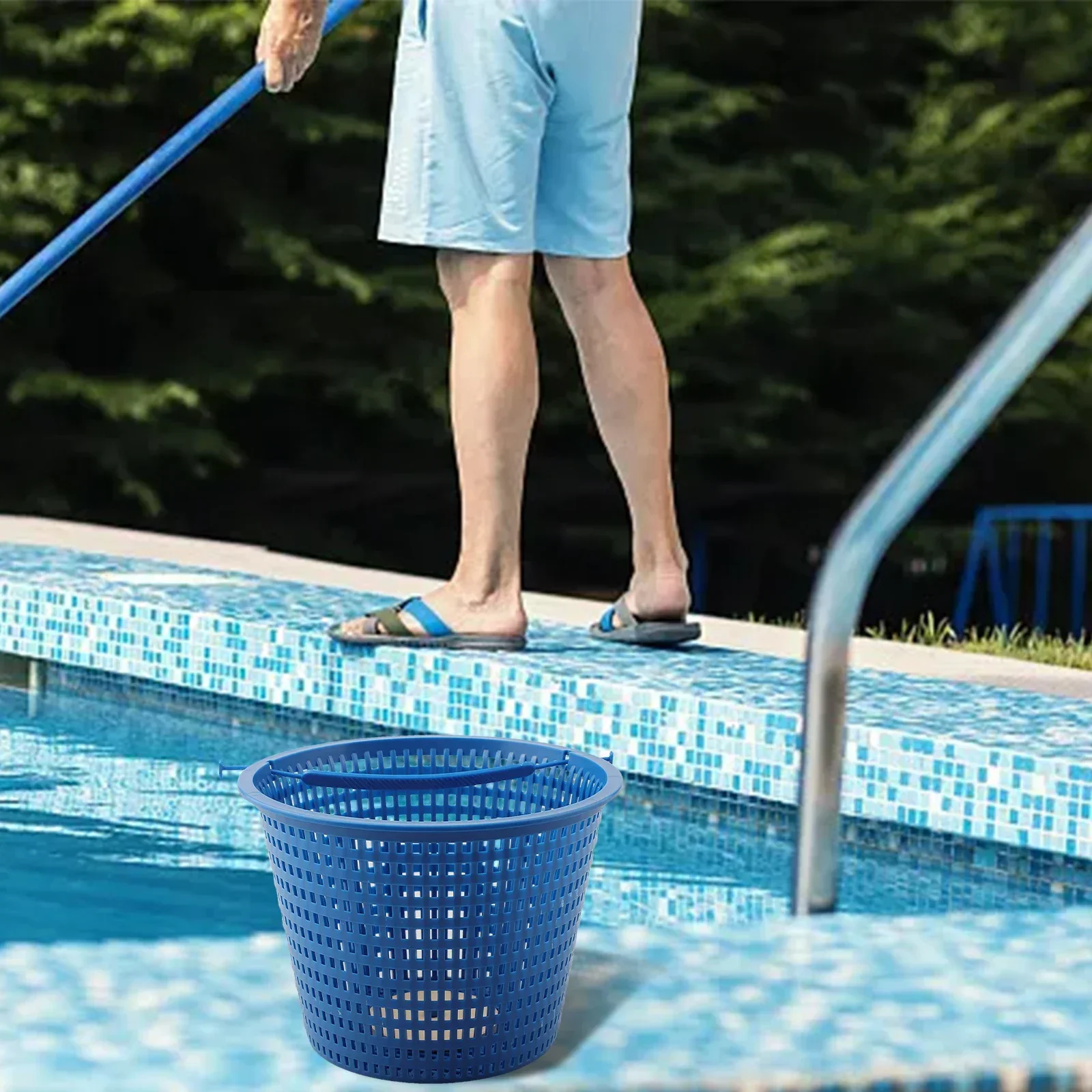 Secure Lockable Handle Pool Skimmer Basket Replacement with Weighted Bottom Compatible with SP1070 SP1082 Pool Models