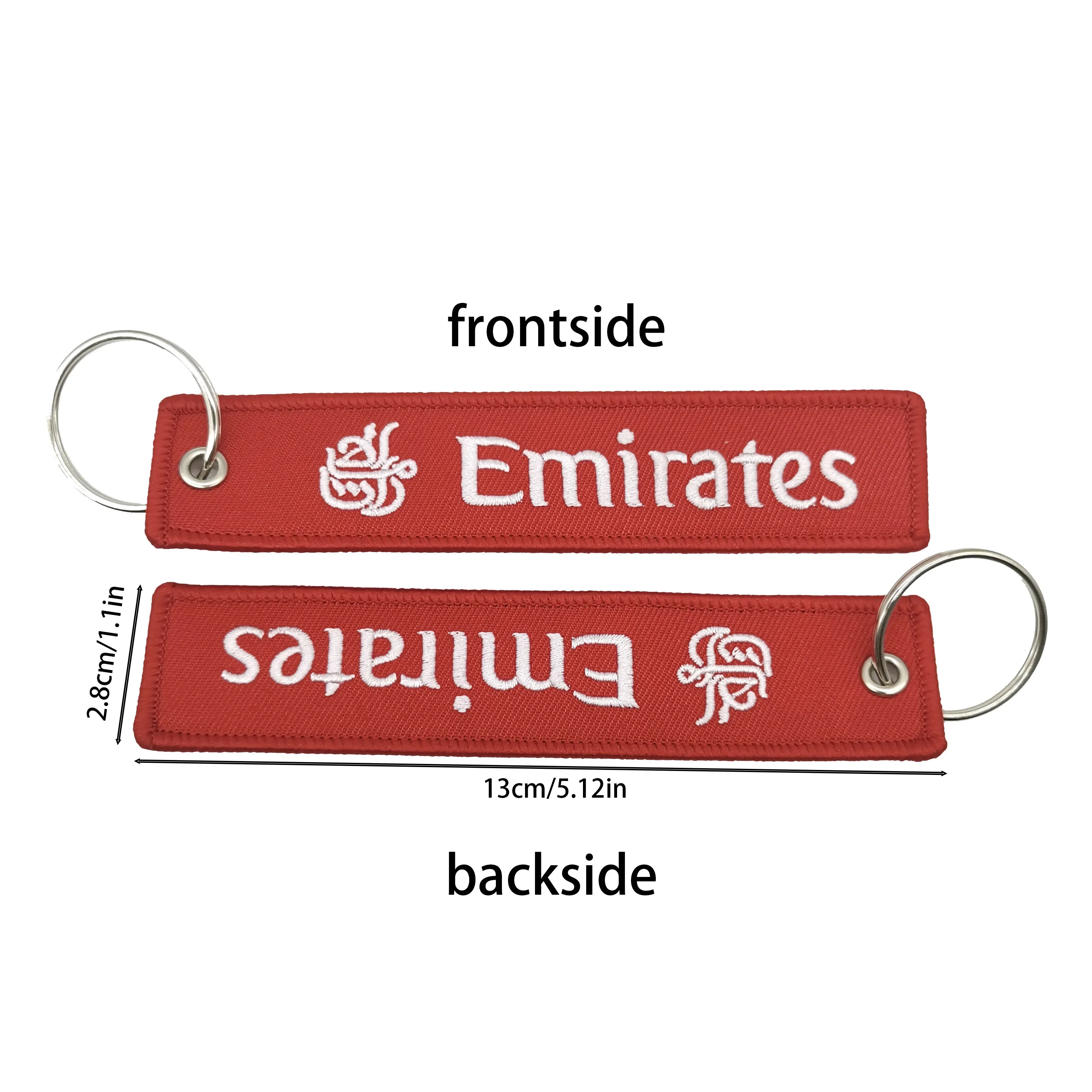 1 PC Red Emirates Fashion Trinkets Double Sided Embroidered Key Chain Metal Ring Key Chain for Flight Crew Motorcycle Key Chain