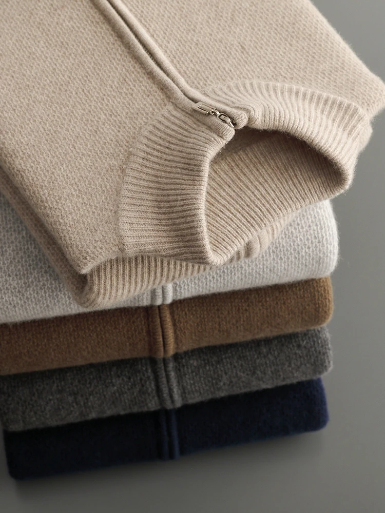 

TLOML мужской трикотаж из 100% мериносовой шерсти на молнии, утепленный кардиган с сотовой иглой, кашемировое осенне-зимнее удобное пальто высокого качества