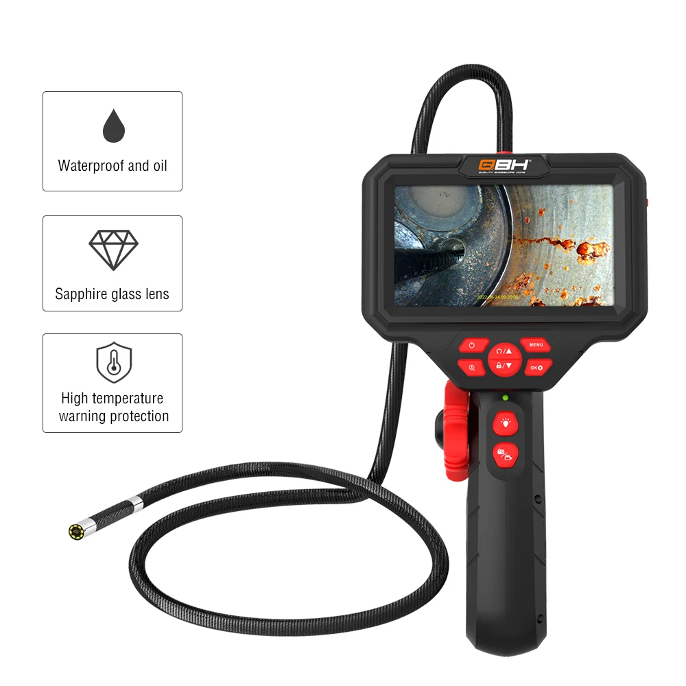 Portable handheld hd inspection camera articulating borescope IP67 waterproof 6.0/4.9 mm industrial endoscope video borescope