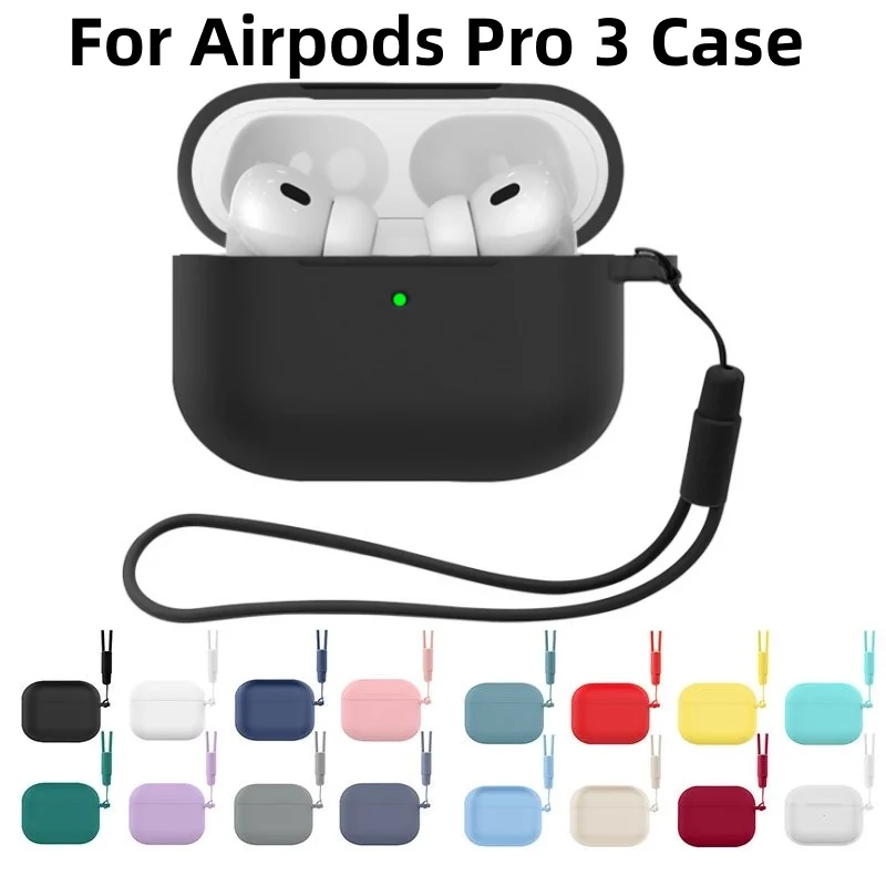 حافظة لهاتف ابل اير بودز برو 3 حافظة حماية من السيليكون الناعم لأجهزة اير بودز برو الجيل الثالث (2025) طقم تنظيف وحبل #1
