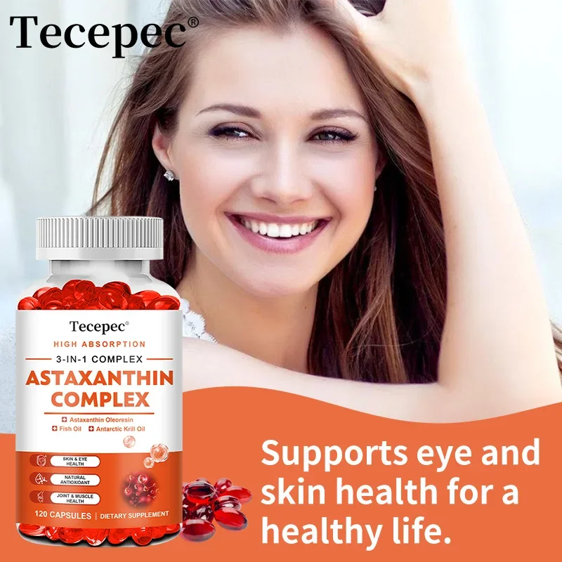 

Astaxanthin, Antarctic Krill Oil - Supports Brain, Cardiovascular, Joint, Eye and Skin Health - EPA, DHA - 120 Capsules