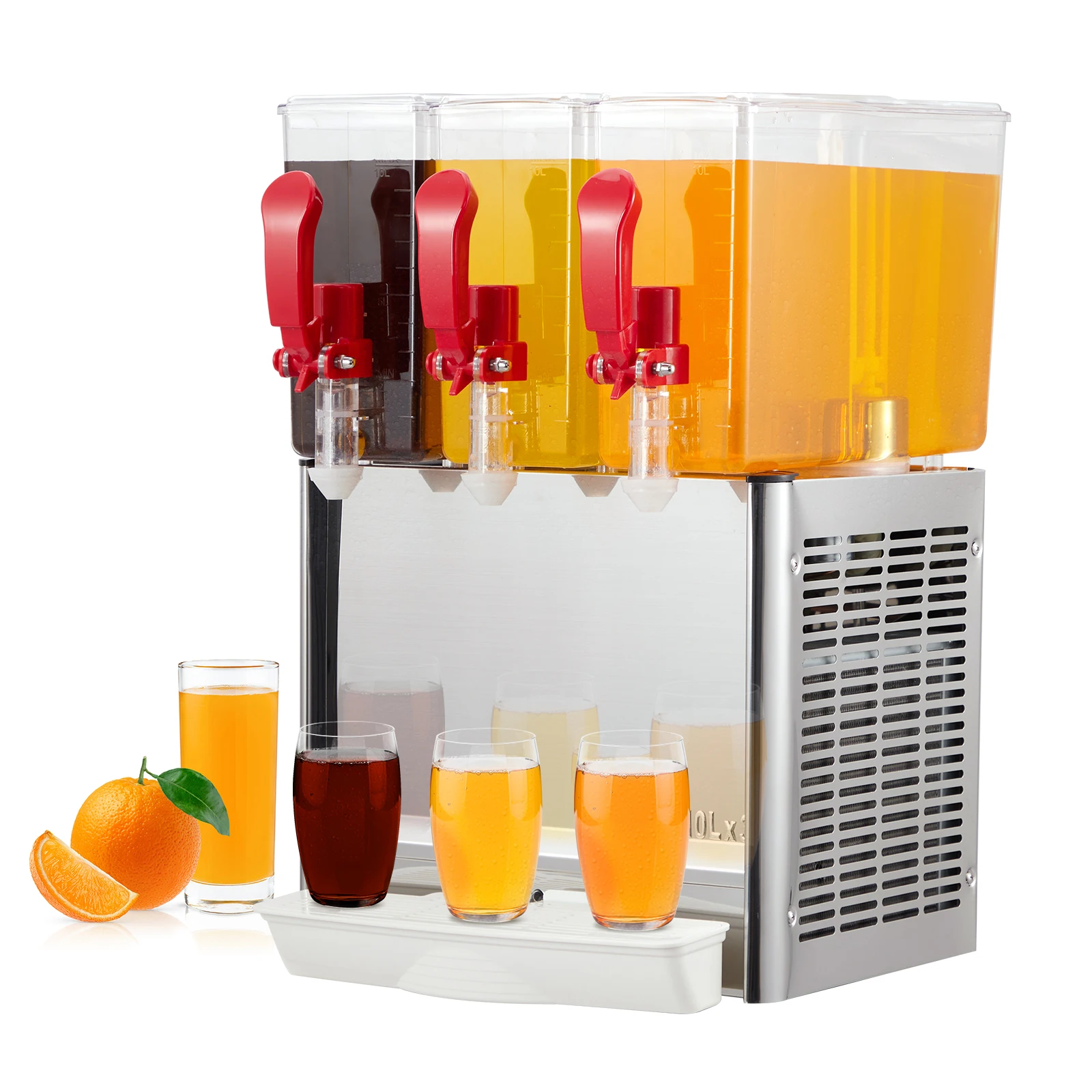 Commercial Beverage Dispenser 3 Tanks 30L Commercial Juice Dispenser Stainless Steel Food Grade Ice Tea Drink Dispenser