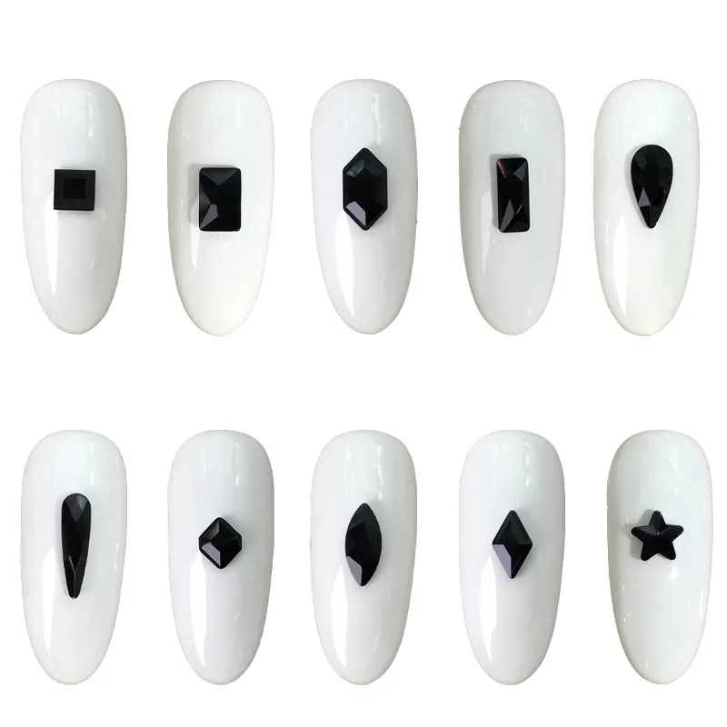 20pcs Black Nail Art decorativo diamante Strass forme Multiple Flatback Crystal per unghie 3D forniture accessori per gioielli