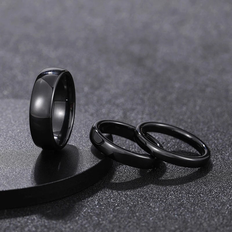 Kolmnsta 2/4/6mm Schwarz Gebürstet Mode Keramik Ring Frauen Männer Hochzeit Ringe Engagement Band Weiblichen schmuck bague Plus Größe 4-14 – Detail 4
