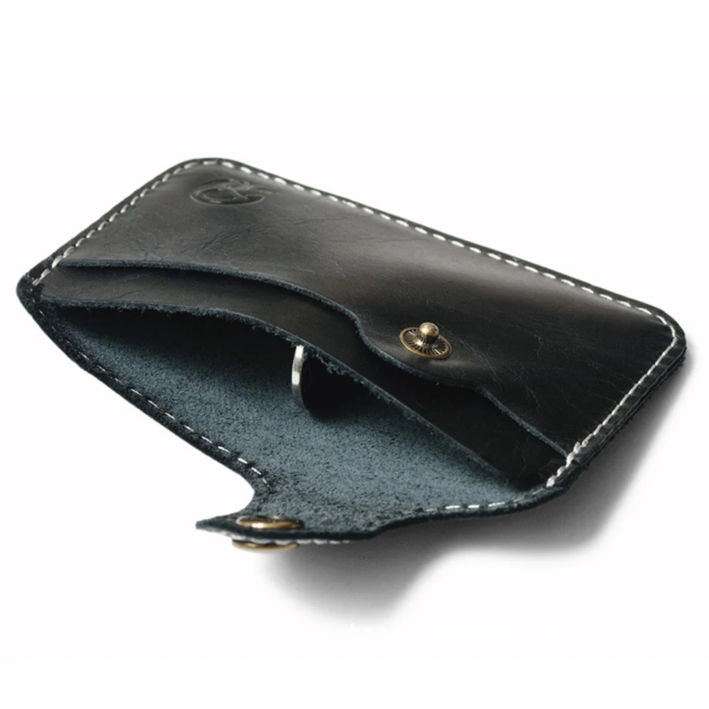 Vintage prawdziwy skórzany biznes Mini posiadacz karty kredytowej dla mężczyzny kobiety wygodny mały portfel ID Cash etui na karty wąska portmonetka — zdjęcie 7