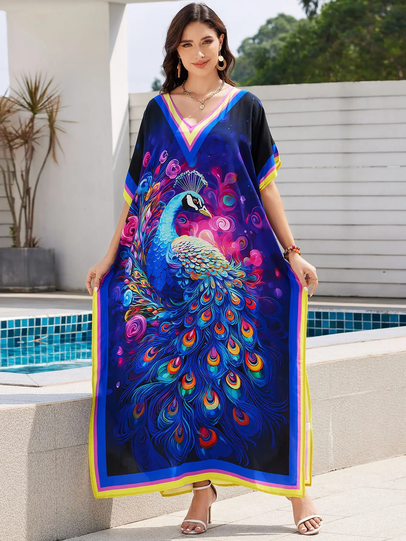 Beach Dresses Multicolor Printed Cover Ups for Swimwear Bohemian Swimsuit Coverup Summer Holiday Bathing Suits Dropshipping
