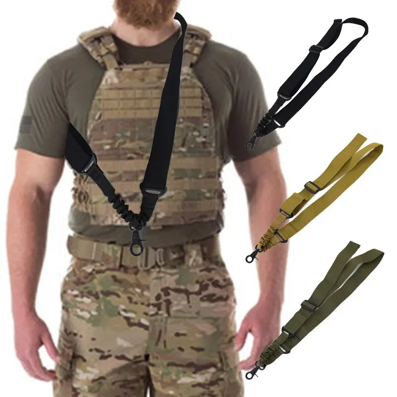 1pc Nylon Single Point Sling, Adjustable Tactical Bungee Belts With QDSwivel Mount