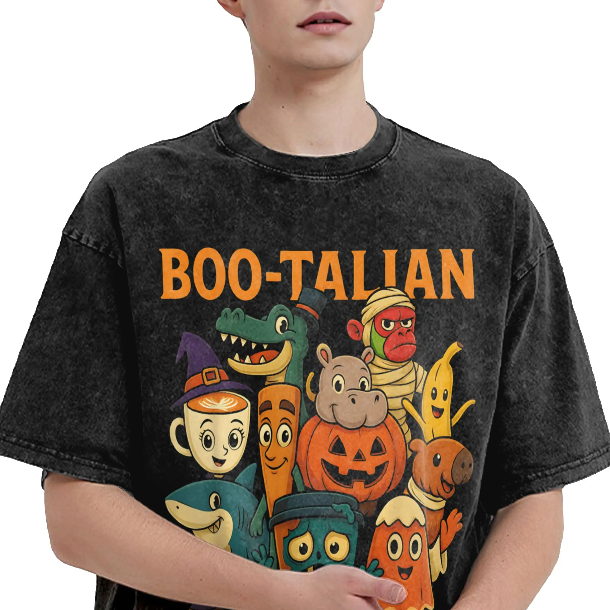 شخصيات Brainrot الإيطالية تي شيرت الهالوين Harajuku تي شيرت قصير الأكمام Y2K ريترو التي شيرت الصيف س الرقبة حجم كبير تي شيرت