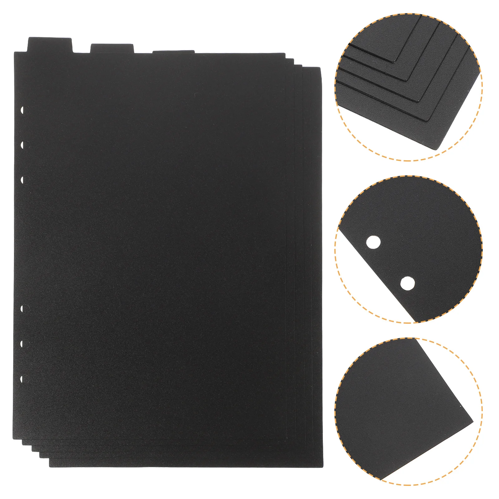 

5pcs A5 Black Plastic Binder Dividers Tabs 6 Ring Page Protectors Divider Tabs For Office School Notebook Index Separator Sheet
