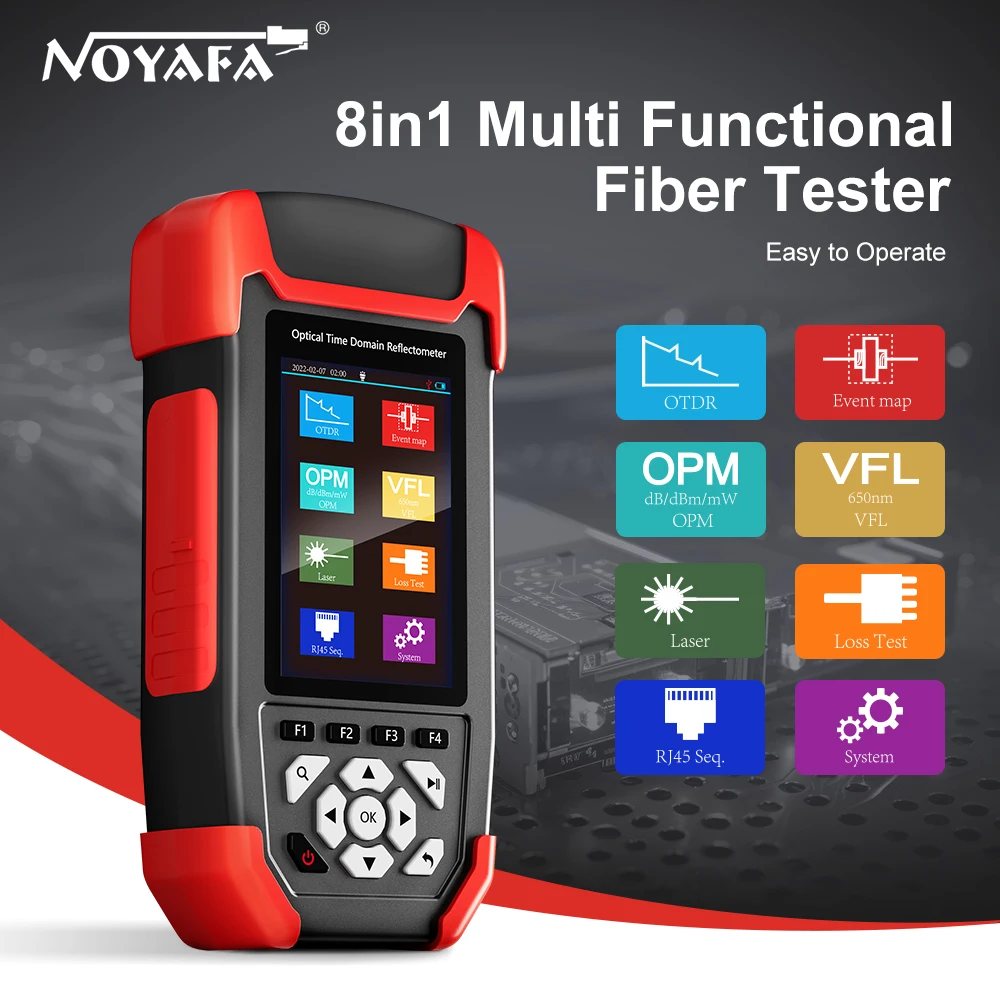 Noyafa MINI OTDR NF-981 Fiber Optic Reflectometer with OPM VFL OLS Event Map Ethernet CableTester 24/22dB Optical Fiber Tester