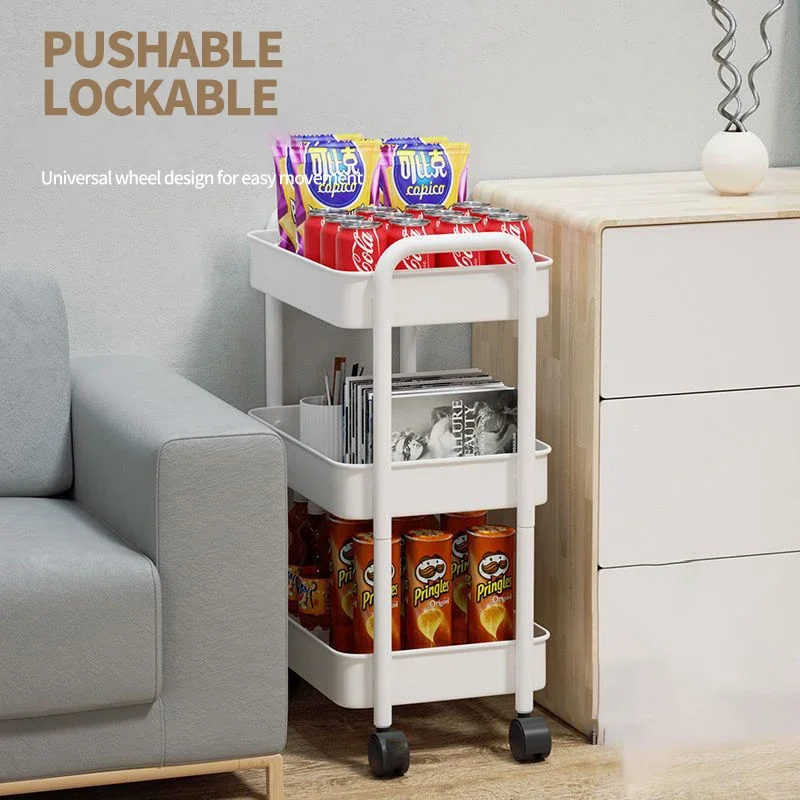 Rolling Cart Storage Shelf 4 Tier Large Capacity Movable Gap Storage Rack Kitchen Bathroom Organizer Snack Cosmetic Holder