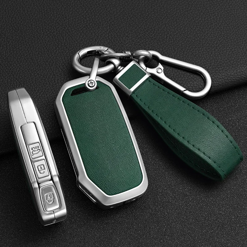 

Zinc Alloy + Leather Car Key Case For Kia Sportage 2023 2024 Ray Sorento Soul Telluride Cerato 2020 K5 K8 2022 Remote Key Holder