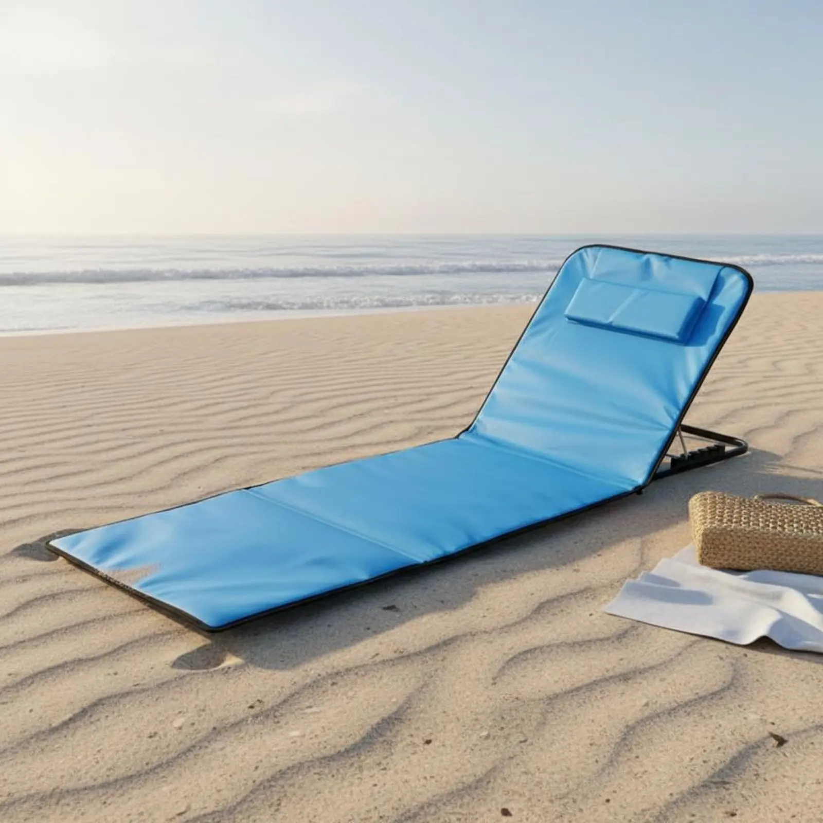 Tumbona Plegable Oxford para Playa, Tumbonas Ajustables con Almohada Integrada, Chaise Longue Plegable para Acampar al Aire Libre y Jardín