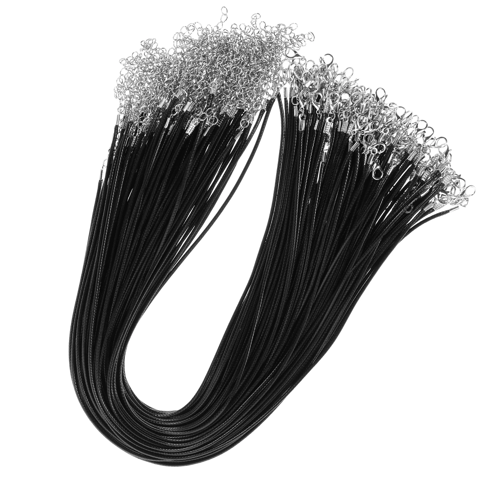 

100pcs Necklace .0mm Black Wax Rope with Lobster Clasp for DIY Pendants Bracelets Jewelry Making Supplies