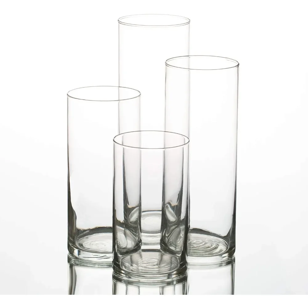 48 sets of cylindrical glass vases with mixed sizes of 6 inches 7.5 inches, 9 inches, and 10.5 inches (height) for free delivery